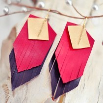 Multi Colored Leather Fringe Earrings Multi Colored Leather Fringe Earrings