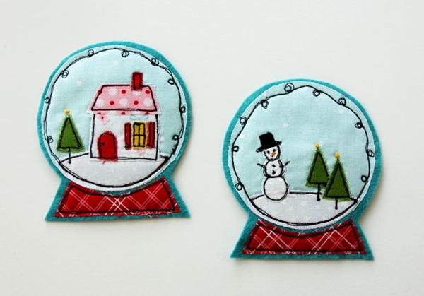 Felt and Fabric Snow Globe DIY Ornament Felt and Fabric Snow Globe DIY Ornament