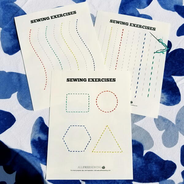 Images shows the three hand sewing worksheets. Images shows the three hand sewing worksheets.