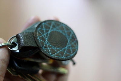 Stitched Leather Keychain