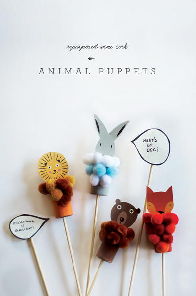 Wine Cork Animal Puppets