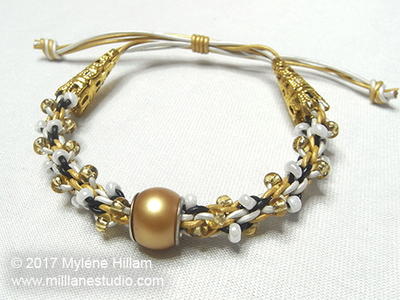 Beaded Leather Kumihimo Bracelet with Sliding Knot
