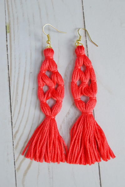 Coral Tassel Earrings