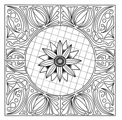 Floral Mandala Adult Coloring Page