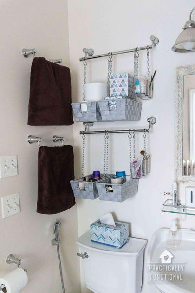 Hanging Baskets Bathroom Organization