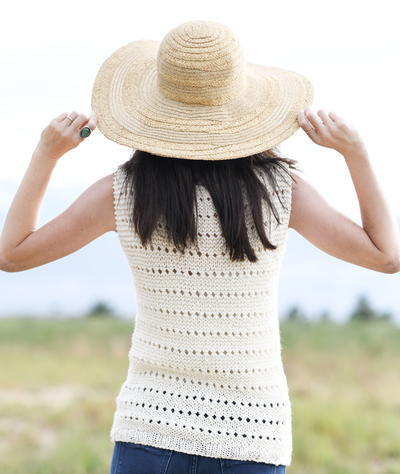 Garter & Eyelets Knit Top