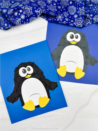 Torn Paper Penguin Craft